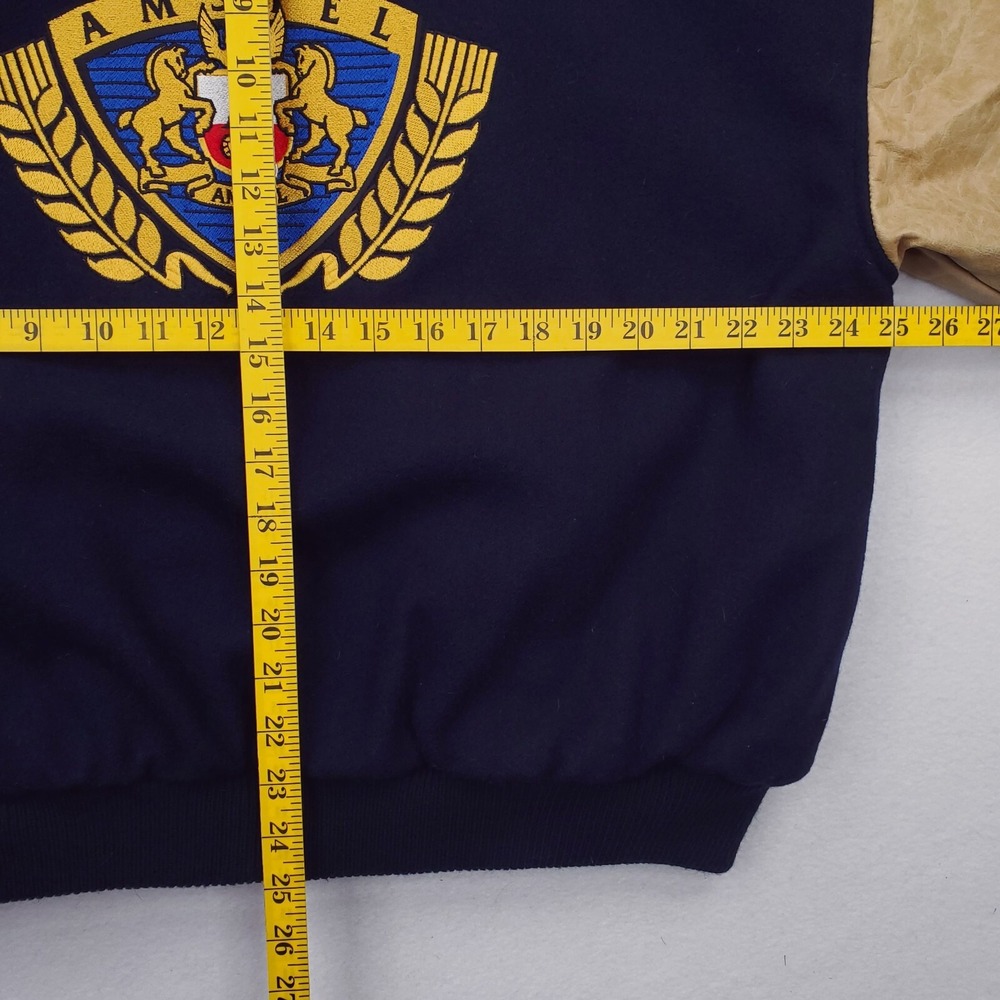 Vintage Amstel Light Jacket Mens XL Blue Tan Varsity Letterman Bomber Beer - Picture 15 of 16